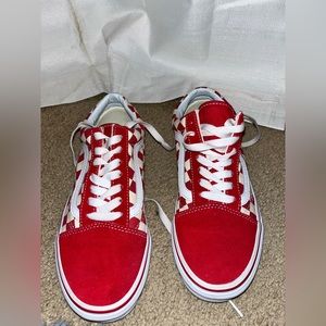 Red checkered old skool vans